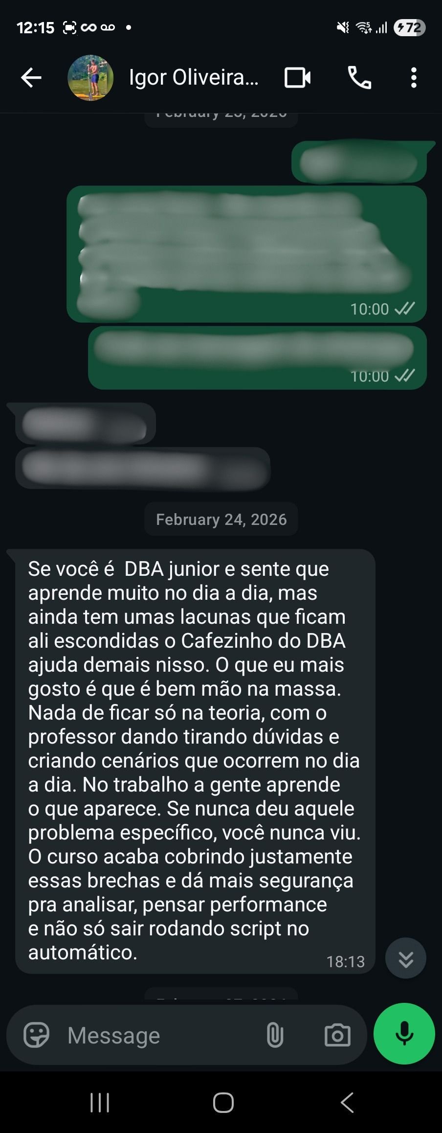 Depoimento Igor WhatsApp