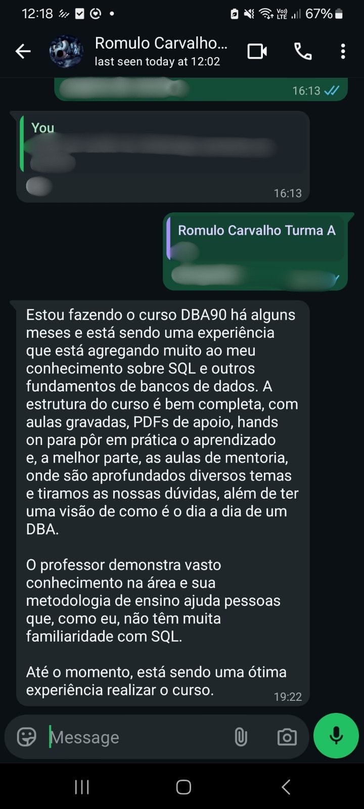 Depoimento Rômulo WhatsApp